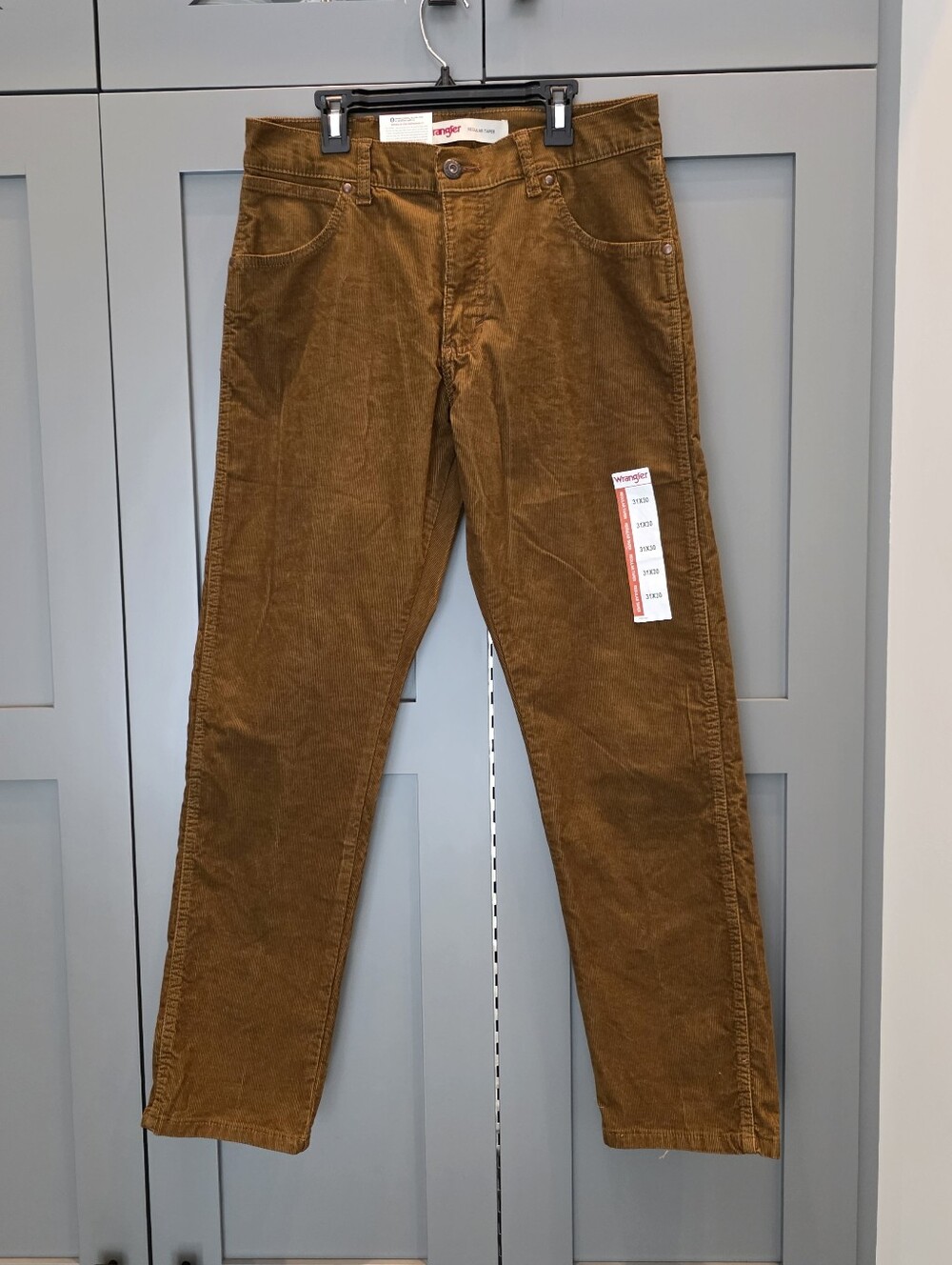 Wrangler Corduroy Pants Mens Size 31x30 Regular Taper Tan Brown NEW Classic Fall